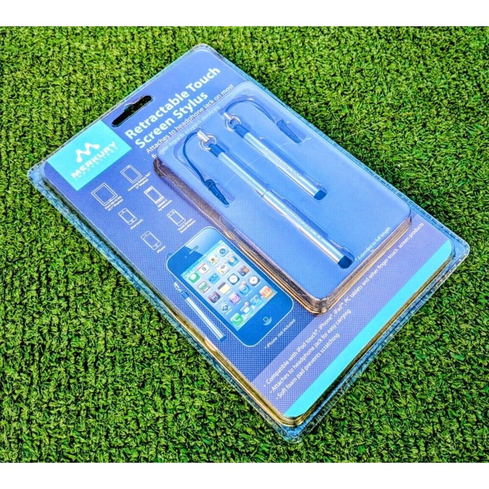 Merkury Retractable Touch Screen Stylus Twin Pack+Headphone Jack Attachment NIP